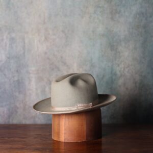 Distressed Aqua Cattleman Ribbon Trim Felt Hat