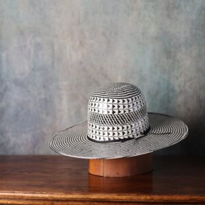 Black Flat Brim Open Crown Straw Hat