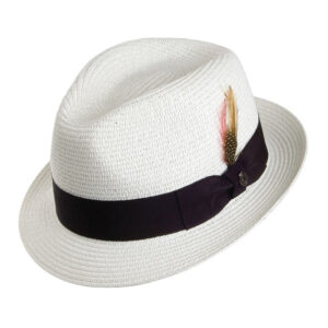 White Toyo Straw Trilby Hat
