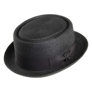 Black Toyo Braided Pork Pie Hat
