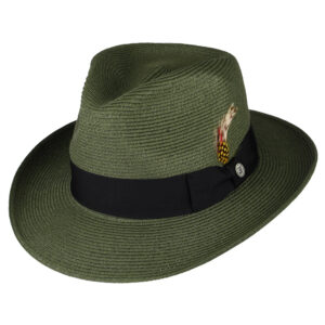 Olive Summer C-Crown Straw Fedora Hat