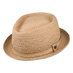 Natural Raffia Straw Diamond Crown Pork Pie Hat
