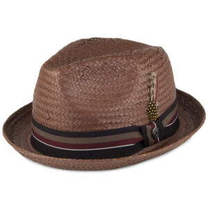 Brown Straw Trilby Hat