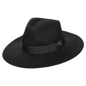 Black Wide Brim Wool Felt Fedora Hat