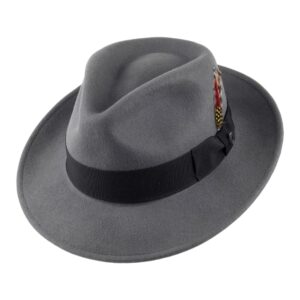 Grey Crushable C-Crown Wool Felt Fedora Hat
