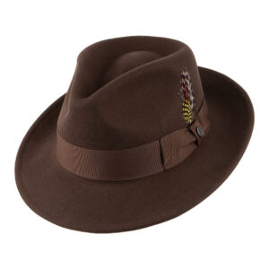Brown Crushable C-Crown Wool Felt Fedora Hat