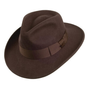 Brown Crushable Wool Felt Wide Brim Fedora Hat