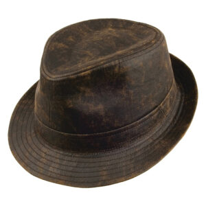 Brown Weathered Cotton Trilby Hat