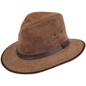 Chestnut Nubuck Leather Safari Fedora Hat
