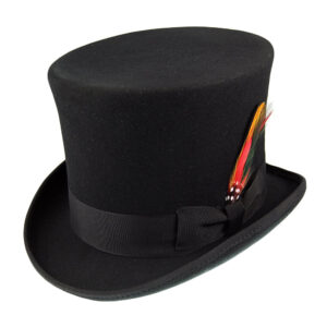 Black Tall Crown Wool Felt Top Hat