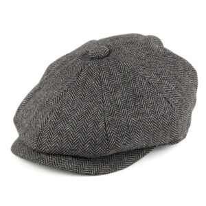 Charcoal Kids Herringbone Newsboy Cap