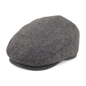 Grey Kids Herringbone Flat Cap