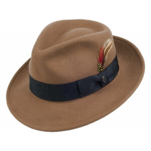 Pecan Crushable Wool Felt C-Crown Fedora Hat Wholesale Pack